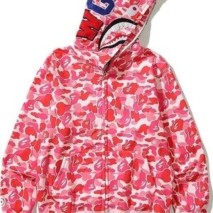 A Bathing Ape pink camouflage size L zip up hoodie *NWT